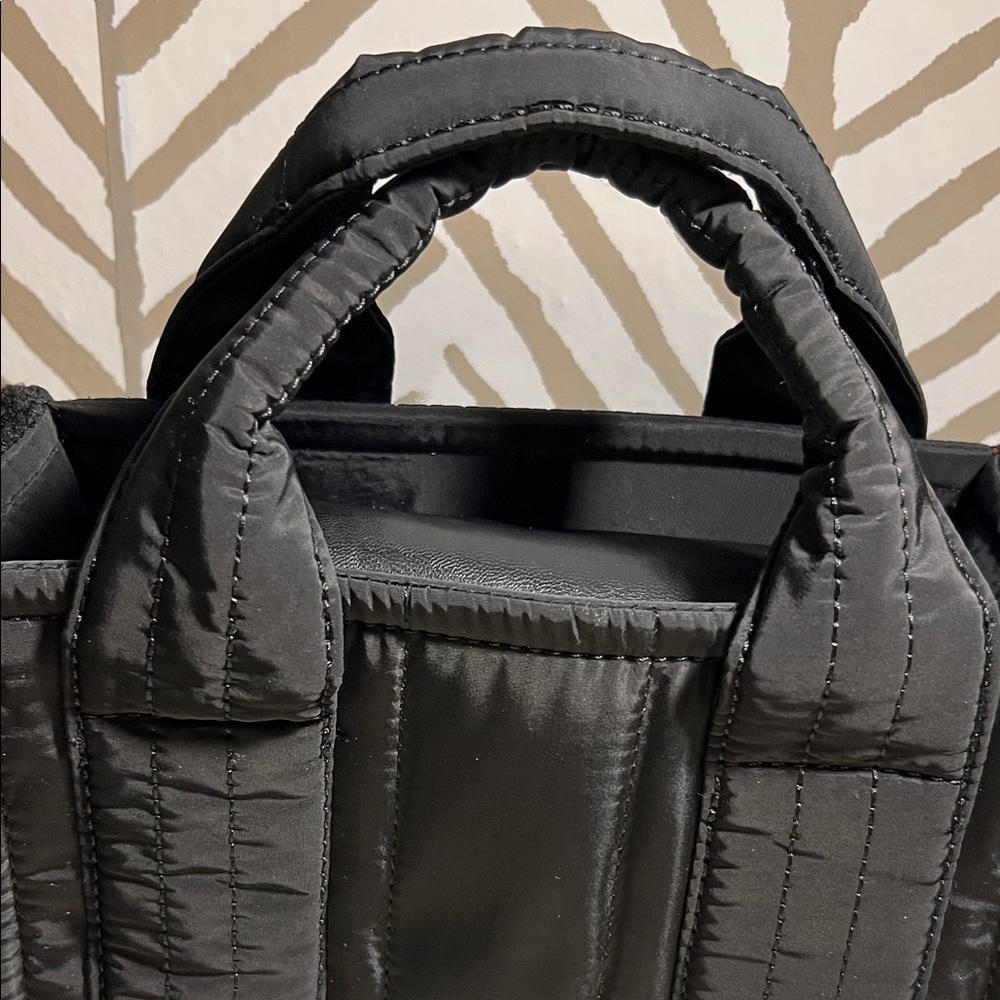Steve Madden Black Quilted Nylon/Sherpa Tote - Picture 3 of 7